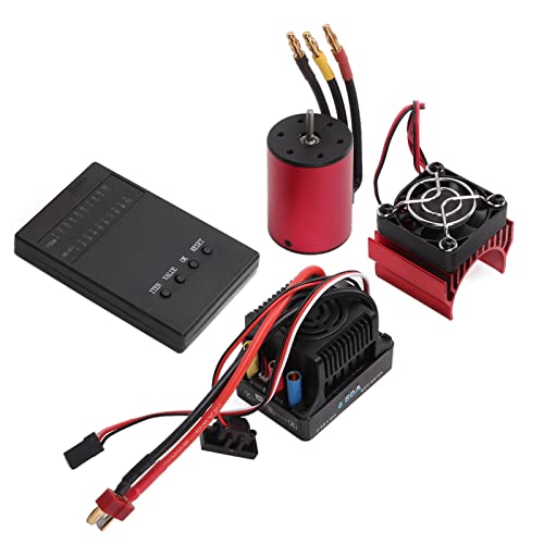 Topyond RC bürstenloser Motor, S3650 3100 kV bürstenloser Motor mit 60A ESC-Kühlkörper und Programmierkarte für 1/10 2S RC Auto von Topyond