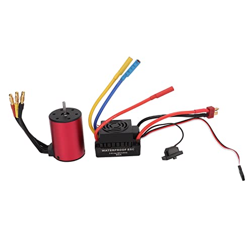 Topyond RC bürstenloser Motor, S3650 4300KV Wasserschutzbürbchen -Motor 60A ESC mit T -Stecker männlich für 1/10 RC -Auto -Upgrade -Teile Hochdurchlässigkeit Offroad -Verwendung von Topyond