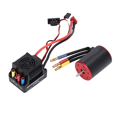 Topyond RC bürstenloser Motor, Wasserschutzmittel 60A ESC mit 3650 3900 kV bürstenloser Motor für 1/10 RC -Auto, Hochgeschwindigkeits -wasserdichtem bürstenlosen Motor und ESC von Topyond