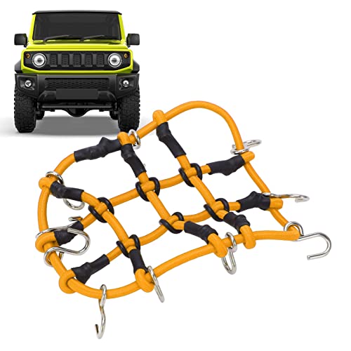 Topyond RC elastisches Gepäcknetz mit Haken für XIAO MI Jimny, hochelastisches RC-Gepäckträgernetz, Dachträger-Zubehör für ferngesteuerte Autos (Gelb) von Topyond