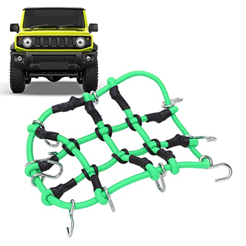 Topyond RC elastisches Gepäcknetz mit Haken für XIAO MI Jimny, hochelastisches RC-Gepäckträgernetz, Dachträger-Zubehör für ferngesteuerte Autos (Grün) von Topyond