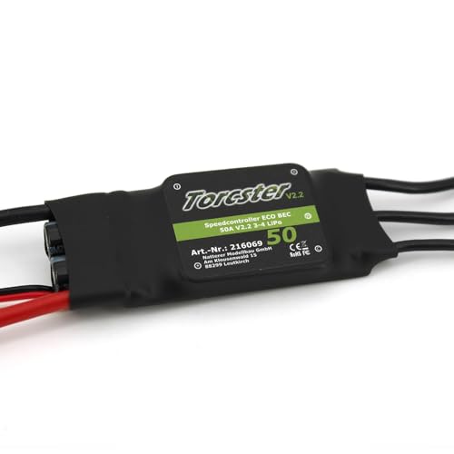 Torcster 216069 Speedcontroller ECO BEC 50A V2.2 ESC Brushless Speed Controller Regler für RC Flugzeug von Torcster