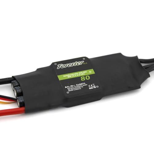 Torcster 216071 Speedcontroller ECO BEC 80A V2.2 ESC Brushless Speed Controller Regler für RC Flugzeug von Torcster