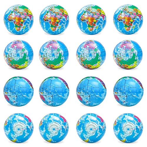 Torribala 16 PCS Globe Squeeze Balls, 3 Earth Stress Relief Toys Squeeze Balls Educational Stress Balls für Finger Exercise von Torribala