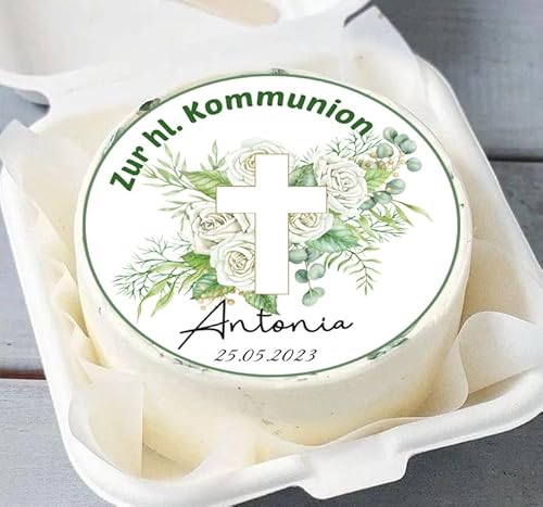 Tortenbild Muffin Kreuz Kommunion, Konfirmation oder Firmung (Fondantpapier, Dekorpapier Plus oder Oblate - Geschnitten) von Tortenpixel