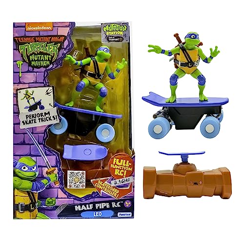 TEENAGE MUTANT NINJA Turtles | Mutant Mayhem Leonardo Turtles Fernstgesteuertes Half Pipe-Fahrzeug, Filmedition, Ninja Turtles Spielzeug und Geschenke ab 5 Jahre von TEENAGE MUTANT NINJA