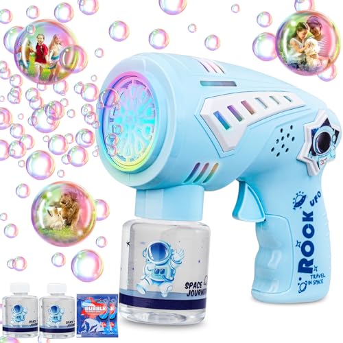 Tosekry Automatische Seifenblasenpistole Kinder, Seifenblasenmaschine Kinder mit 160 ML Seifenblasen Flüssigkeit, Bubble Machine Outdoor Spielzeug ab 3 4 5 6 7 8 Jahre Junge Geschenk (Space) (Blau) von Tosekry