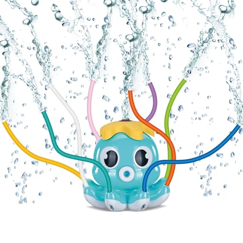 Tosekry Sprinkler Spielzeug ab 3 4 5 6 7 8 Jahre, Wasserspielzeug Kinder Outdoor Spielzeug ab 3-8 Jahre, Kinderspielzeug ab 3 Jahre Rasensprenger Outdoor Spiele für Kinder(Oktopus-Blau) von Tosekry