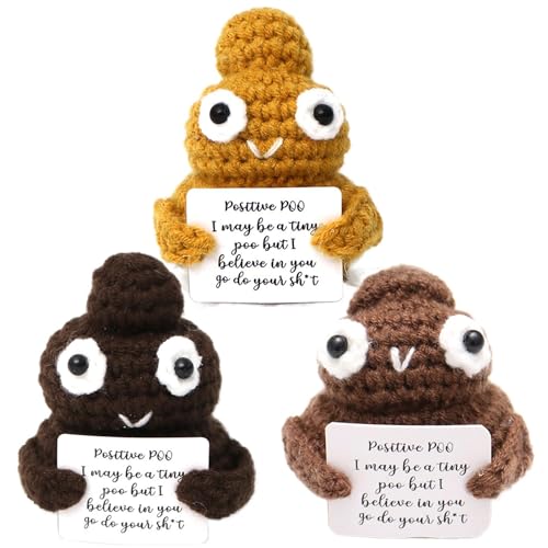 Häkelpuppe zur emotionalen Unterstützung, Positive Poo gehäkelt - 3-teiliges lustiges Sammlerpuppen-Set | Niedliche Strickdekoration, kreatives Häkel-Poo-Avocado-Puppenspielzeug für Kinder und Erwachs von Toseky