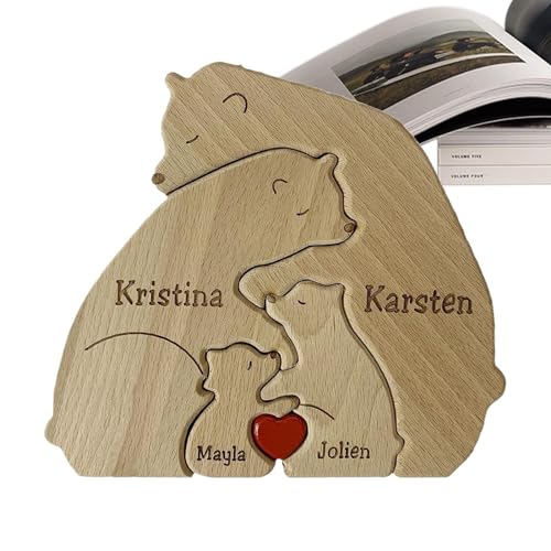 Holzkunstpuzzle Der Bärenfamilie, 4/7 Personen Familien Geschenke, Papa Geschenk Holzkunstpuzzle Der Bärenfamilie Holz Bär Familienpuzzle Skulpturen Desktop Home Tischdekoration von Toseky