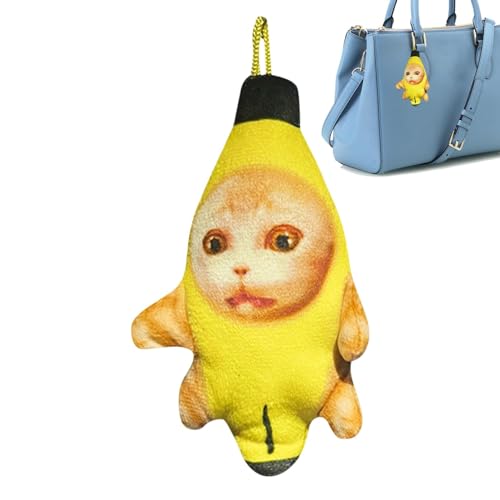 Toseky Bananenkatzenspielzeug, Bananenkatzenplüsch - Weinende Bananenkatze Plüsch,Trauriges Bananenkatzen-Kuscheltier, niedliche Geräusch erzeugende Katzen-Plüschkissenpuppe von Toseky