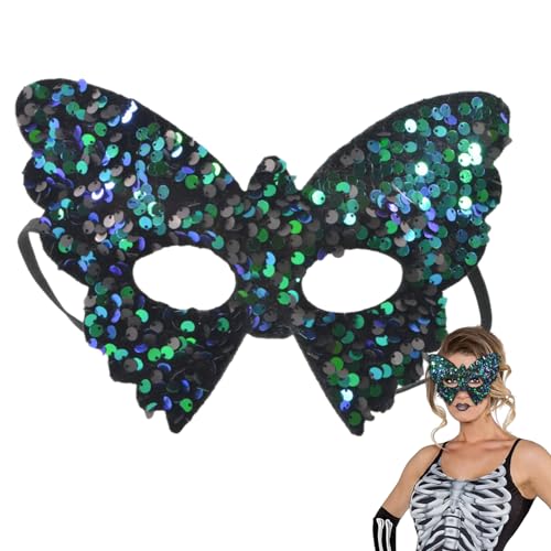 Maskerade-Party-Gesichtsbedeckung,Maskerade-Gesichtsbedeckung | Bling Cosplay Pailletten Half Face Dekor,Bühnenshow-Kostüm, halbe Schmetterlingsform, Cosplay-Gesichtsbedeckung von Toseky