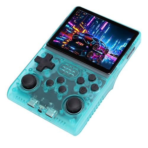 Tosuny R40S Pro Retro Video Handheld Spielkonsole, Retro Gaming Konsole, 3,5 Zoll Bildschirm IPS 640x480, 30000 Spiele, Game Player in 45 Emulatoren Gebaut (Transparentes Grün) von Tosuny