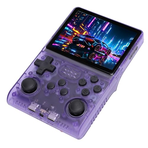 Tosuny R40S Pro Retro Video Handheld Spielkonsole, Retro Gaming Konsole, 3,5 Zoll Bildschirm IPS 640x480, 30000 Spiele, Game Player in 45 Emulatoren Gebaut (Transparentes Lila) von Tosuny