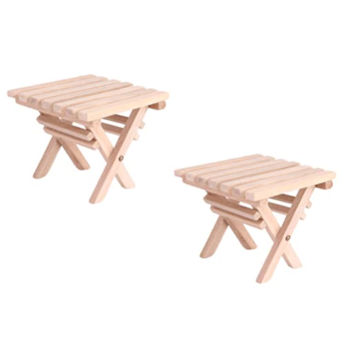 Totority 2 Stücke Shiwan Klapptisch Mini Holzstuhl Stuhl Modell Puppenhaus Gartenmöbel Mini Esstisch Gartenmöbel Mini Stuhl Faltbarer Picknicktisch Mini Tisch Modell von Totority