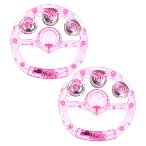 Totority 2pcs Blitzrasseln Spinnen Klimpern Musikinstrumente Handglocke Chakra-Trommel Musical Xylophon Schlagzeug Musikspielzeug Für Babys Mundharmonika Trommelstöcke Rosa Plastik von Totority