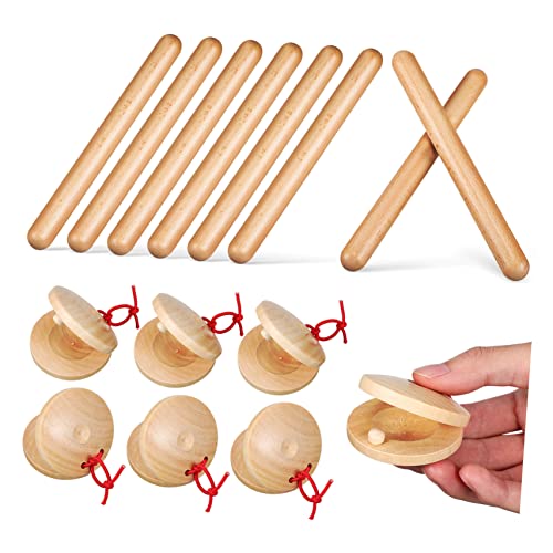 Totority 4 Paare Rhythmusstäbe aus Holz kinderinstrumente musikinstrumente Holzspielzeug für Musikinstrument musikspiel Musik-Rhythmus-Sticks Schlaginstrument aus Holz von Totority