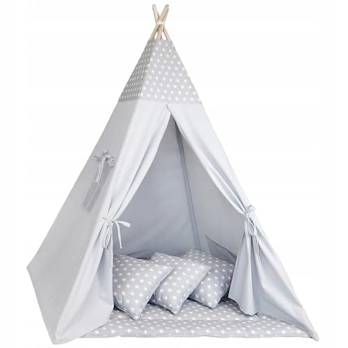 Tipi Zelt für Kinder Spielzelt Tippi Kinderzelt Kinderzimmer Teepee Indianerzelt Outdoor Indoor Modell 1 mit Spielmatte und 3 Kissen von Totsy Baby