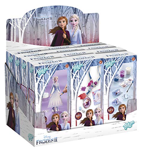 Disney Frozen II 12er Bastelset – 4x3 verschiedene Mini-Sets: Mal-Set mit kleinem Teelicht die Prinzessin Elsa zum Strahlen bringt, Ring-Set und Halsketten-Set von Totum