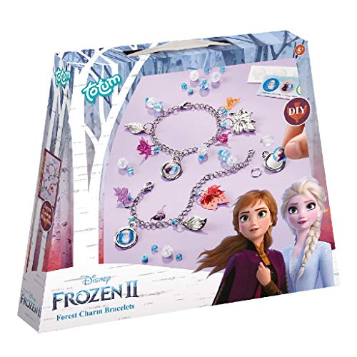 Disney Frozen II Bettelarmbänder-Set: Bastle Deine eigenen Frozen II Kettenarmbänder mit silberfarbenen Blättchen, schönen Perlen und Aufklebern von Anna und Elsa, weiß von Totum