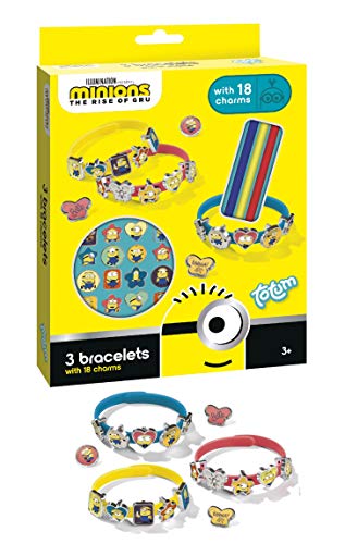 MINIONS 710108 Bastel-Set: Gestalte farbige Armbänder mit 18 Charms mit Motiven der lustigen, one Size von Totum