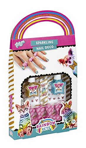 Nageldesignset für Kinder Rainbow Pets: wasserlöslicher Nagellack für Kinder, Nagelfeile, Ministicker Tiermotive und Lackierhilfe von Totum