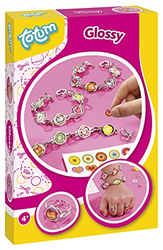 Totum 29347 -Creativi Glossy Bastel-Set: Bastel deine Ringe und Gliederarmbänder mit Anhängern, Stickern und 3D Aufklebern von Totum