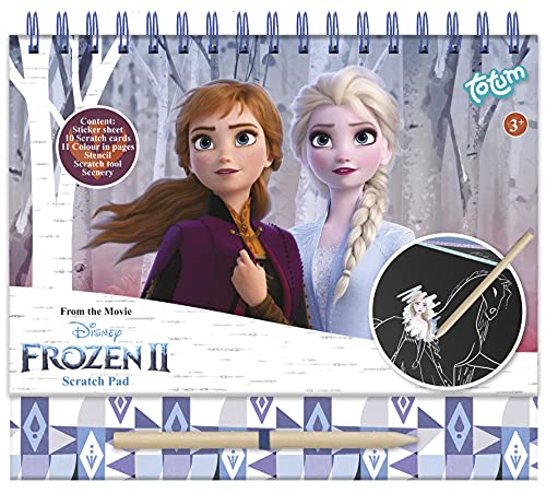 Totum Frozen II Scratch Book: Kratzbuch & Ausmalbuch mit Schablonen und Glitzerstickern mit Anna & ELSA, Activity Book für zuhause und unterwegs 681439, [A] 'Blau, Weiß, Silber' von Totum