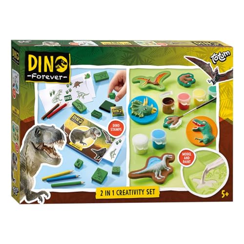 Totum junior dino 2-in-1 bastelset kreatives spielzeug dinosaurier stempel- und farbset... von Totum