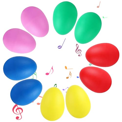 Maracas-Eier, Maracas in Eierform, 10 Eier-Shaker, Eier-Shaker, Geräuscheier aus Kunststoff, dekorative Ostereier, Musikeier, geeignet für Eltern-Kind-Aktivitäten von Toulifly