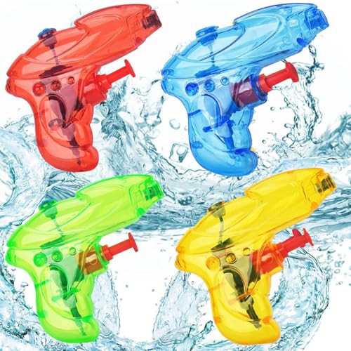 Wasserpistole Klein,Wasserspritzpistolen,Spritzpistole,4 Stück Wasserpistole Spielzeug Set,Spritzpistole Wasser,Water Blaster Spielzeug,Mini Wasserpistolen,Sommer Spielzeug Garten Pool für Kinder von Toulifly