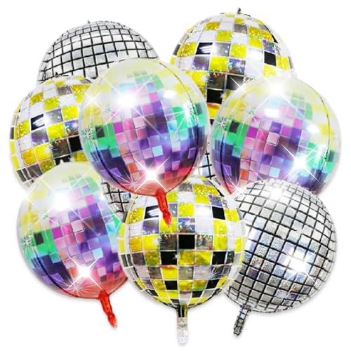 9 Stück Discokugel-Ballons, 55,9 cm, riesige Aluminiumfolienballons, 4D-Disco-Ballons für Disco-Party-Dekorationen, Partyballons, Disco-Ballons, Disko-Dekorationen, Partys. von Tovbmup