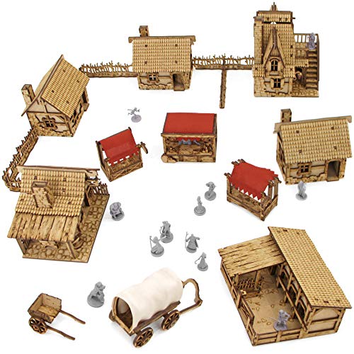 TowerRex The Village D&D Miniatures Holz-Laserschnitt Fantasy Terrain 28 mm Skala für Dungeons & Dragons Pathfinder andere Tisch-RPG ... von TowerRex