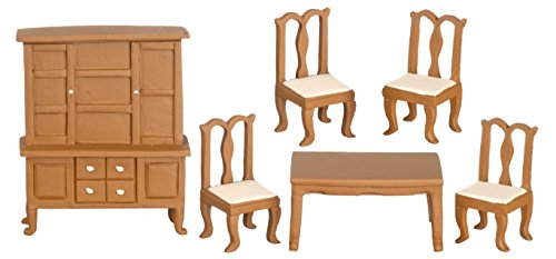 Puppenhaus-Miniatur-Esszimmer-Set, 1,27 cm, Walnussholz-Finish, #T0275, 6-teilig von Town Square Miniatures