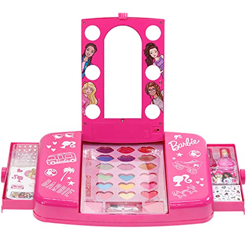 Townley Girl Barbie Beauty Vanity Set mit beleuchtetem Spiegel | Enthält Lipgloss, Lidschatten, Pinsel, Nagellack, Zubehör und mehr! Ab 3 Jahren | Perfekt für Partys, Übernachtungen und Umgestaltungen von Townley Girl