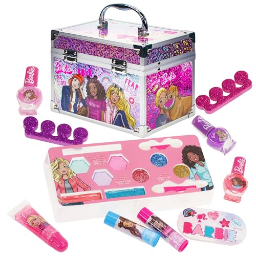 Barbie Kinderschminke Set | Mädchen Make-up Set mit Lipgloss, Nagellack und mehr | Geburtstagsgeschenk für Kinder ab 3 Jahren von Townley Girl von Townley Girl