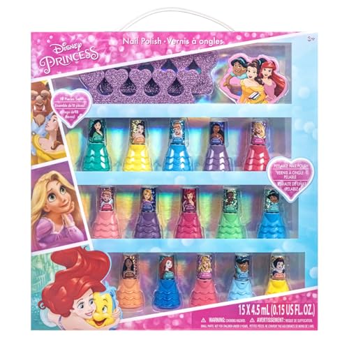 Disney Princess Kinder Nagellack Set (15-teilig) | Ungiftig und entfernbarer Nagellack | Geburtstagsgeschenke für Mädchen ab 3 Jahren von Townley Girl von Townley Girl