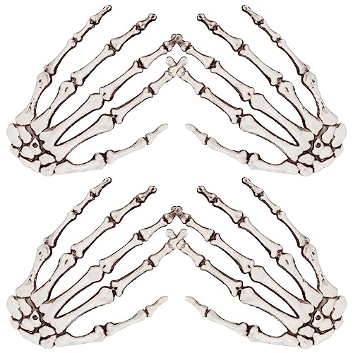 Towviy 4 Stück Halloween Skelett Hände Kunststoff Realistische Skeletthände Lebensgröße Menschliche Hand Knochen für Halloween Requisiten Deko Halloween Horror Party Karneval Spukhaus Deko (15 * 9cm) von Towviy