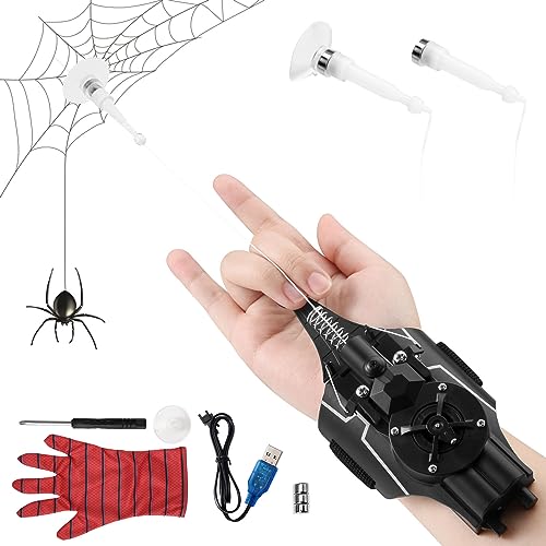 Towwoo Spider Web Shooter, Launcher Handschuh Spiderman Cosplay Handschuh 3m Launcher Handgelenk Spielzeug Set Elektrischer Automatische Kabelwicklung (Mormal) von Towwoo