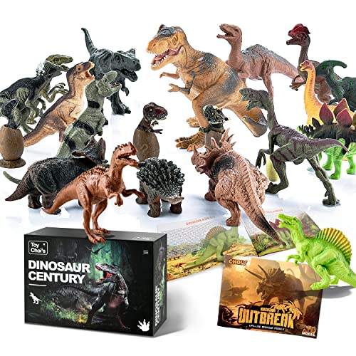 Toy Choi's Dinosaurier Spielzeug – 20 Stück Dinosaurier Figuren Spielset mit Buch, Realistische Plastik Dinosaurier mit Baby Dino Ei Geburtstag Geschenk für Jungen Kinder, Lernspielzeug von Toy Choi's