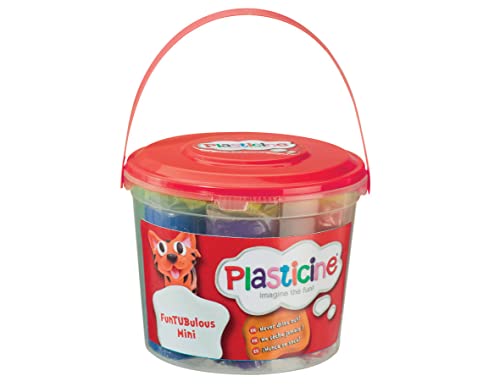 Plasticine FunTUBulous, Original Modelliermasse, Weich und Nicht-Härtend, Enthält 8 Bumper-Sticks Plastik-Eimer mit Traggriff, Geeignet für Kinder ab 3 Jahren von Plasticine