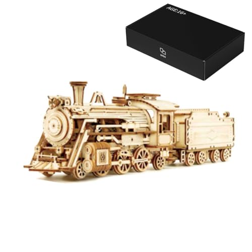 ToyGhillied 3D Auto Holzpuzzle Modellbausatz, 308+ Teile DIY Dampflokomotive Holz Puzzle Modellbau, Selbstmontage Mechanisches Holzbausatz Weihnachten Deko Bildung Erwachsene von ToyGhillied