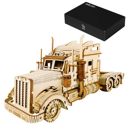 ToyGhillied 3D Auto LKW Holzpuzzle Modellbausatz, 286+ Teile DIY Schwerer Lastkraftwagen Holz Puzzle Modellbau, Selbstmontage Mechanisches Holzbausatz Weihnachten Deko Bildung Erwachsene von ToyGhillied