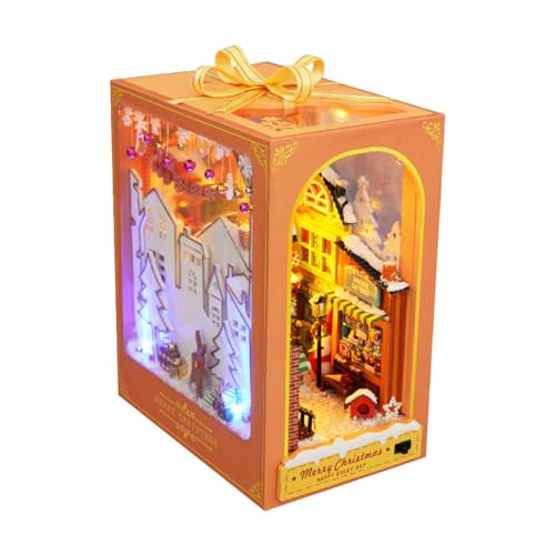 ToyGhillied DIY Weihnachts Buchstützen Holz Puzzle, 3D Holz Buchstütze, Dekorative Miniatur-Puppenhaus Bücherregal Deko Ornamente als Weihnachts und Geburtstags Geschenk (170 PCS) von ToyGhillied