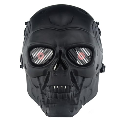 ToyGhillied Halloween Punk-Vollgesicht Terminator Thriller Maske, Dämonen Gruselige Maske, Dekorative Maske Kostüm Halloween Neuheit Horrormaske Rollenspiel für Erwachsene (Schwarz) von ToyGhillied