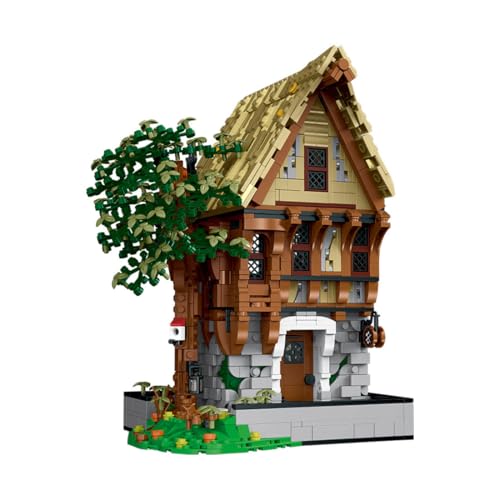 ToyGhillied MOC Haus Modular Klemmbausteine, Mittelalterlicher Schmied Modell, 1991 Teile Mittelalterliches Haus Gebäude Set, MOC-117629 von ToyGhillied