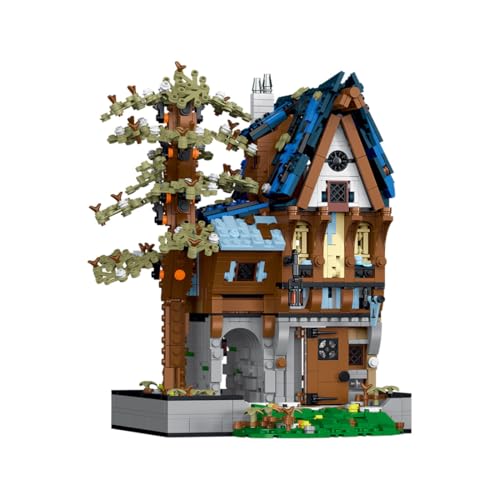 ToyGhillied MOC Haus Modular Klemmbausteine Mittelalterlicher Zauberer Modell, 2095 Teile Mittelalterliches Haus Gebäude Set, MOC-117629 von ToyGhillied