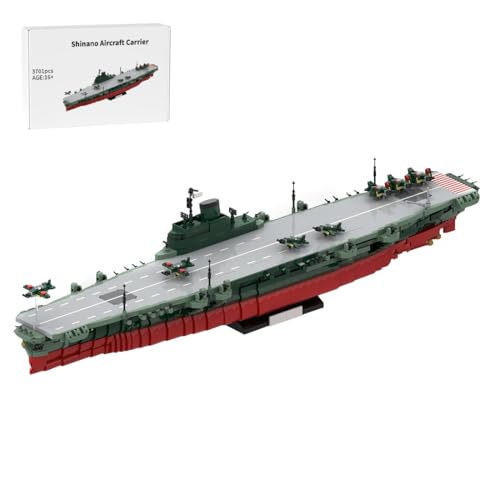 ToyGhillied MOC Klemmbausteine Kriegsschiff Modell, 3701 Teile Flugzeugträger Shinano WW2 Militär Technik Groß Schiff Set von ToyGhillied