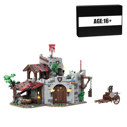 ToyGhillied MOC Mittelalterlicher Haus Klemmbausteine Modular, DIY 1605 Teile Mittelalter Wolfshöhle Bauspielzeugset für Erwachsene und Jugendliche von ToyGhillied