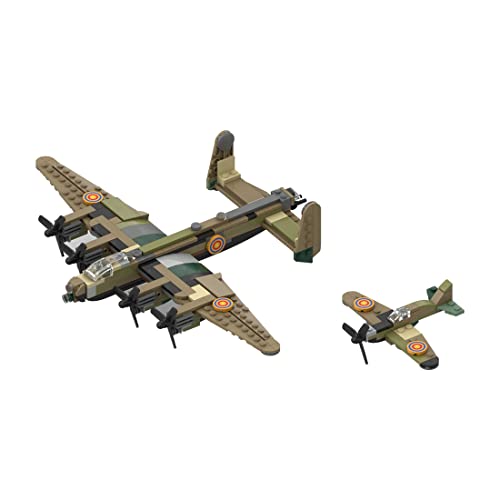 ToyGhillied Technik Flugzeug MOC Bausteine Modell, Avro-Lancaster + Supermarine-Spitfire Montage kit, Militär Helikopter Klemmbausteine Geschenke Erwachsene (306 Teile) von ToyGhillied